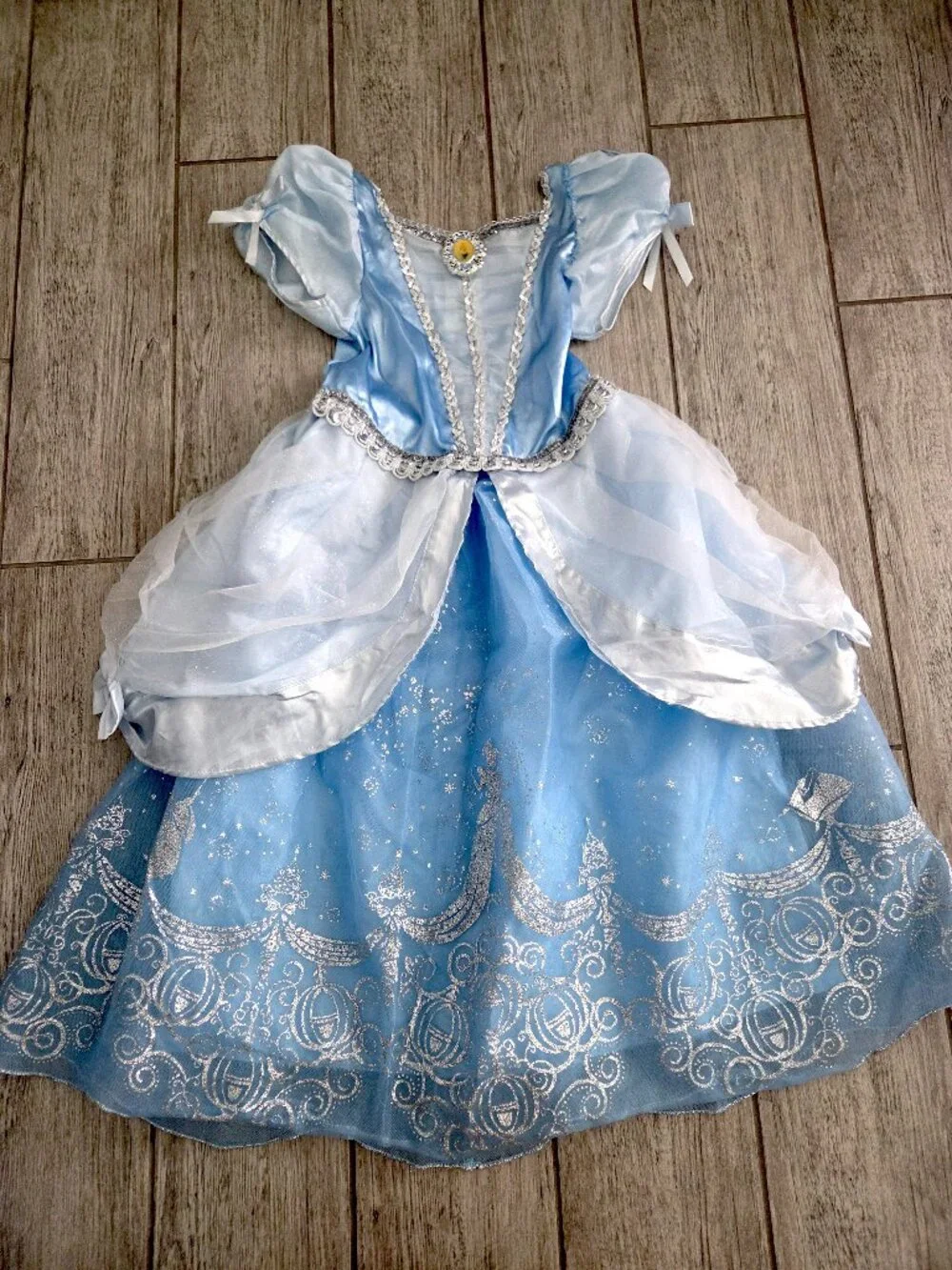 Disney Store Cinderella Princess Costume Dress Blue Sparkle Girls Size S 5/6
